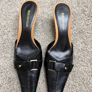 Enzo Angiolini Black Leather Mules